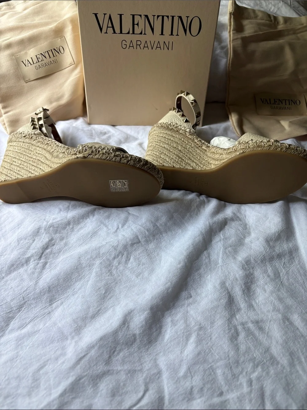 Valentino Garavani Women's Ivory Espadrille Wedge Sandals